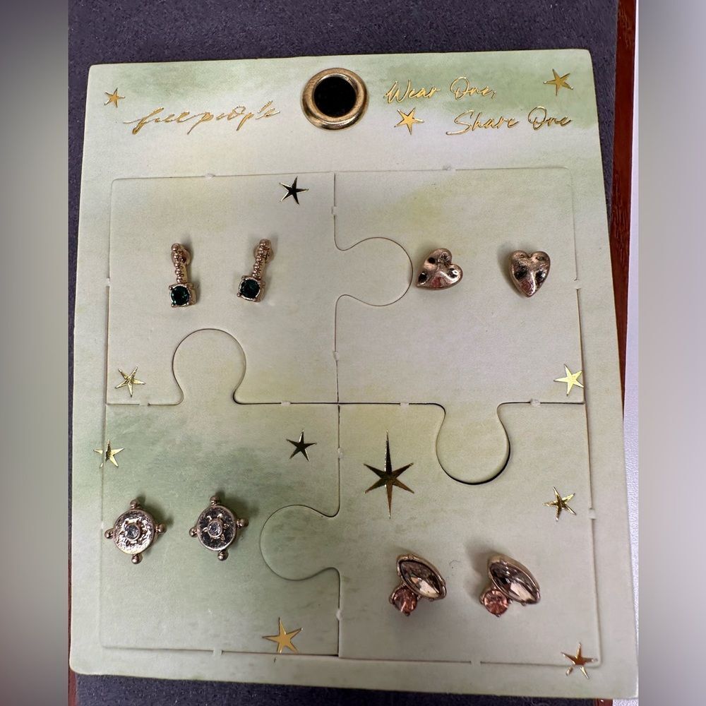 NWT Free People Lucky Charm Stud Set “Wear One, Share One” | 4 Pairs - Picture 6 of 9